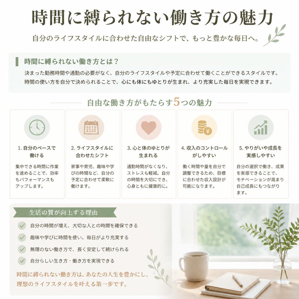 自由な時間での勤務のメリット