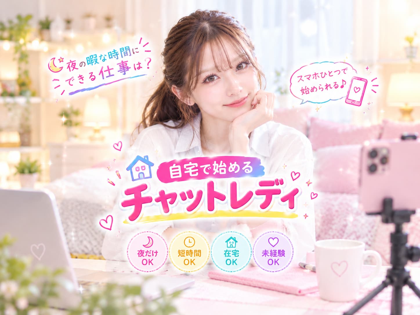 夜の暇な時間にできる仕事は？自宅で始めるチャットレディ